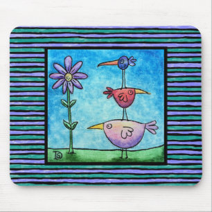 Staplade fåglar musmatta