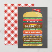Staplade Hamburgare Födelsedags Grill Chalkboard