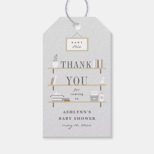 Staplade hyllor baby shower tack favor tag, presentetikett