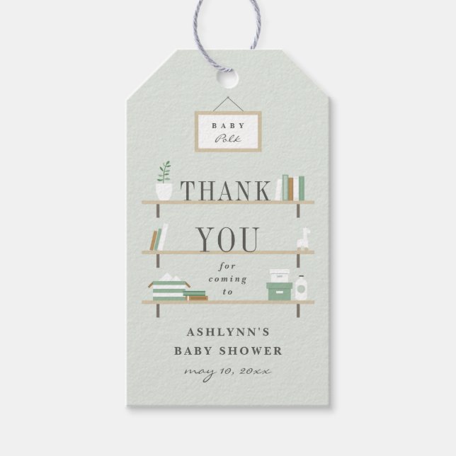 Staplade hyllor baby shower tack presentkort, presentetikett (Framsidan)