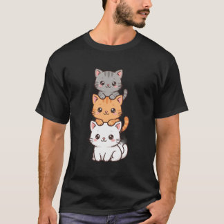 Staplade katter — Söt Kawaii Katt-Torn Konst T Shirt