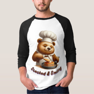Staplade och log Chef Bear Cooking Pancakes T Shirt