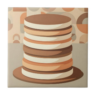 Staplade pannkakor Retro Kakelplatta