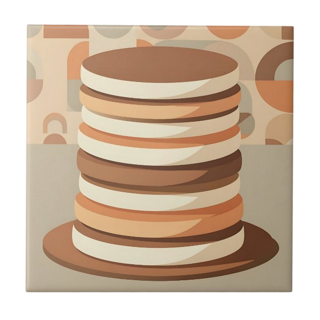 Staplade pannkakor Retro Kakelplatta (Framsidan)