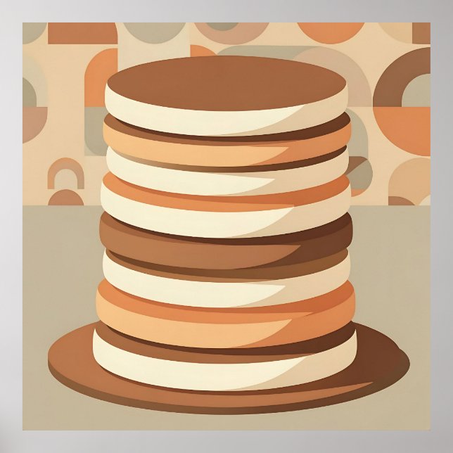 Staplade pannkakor Retro Poster (Framsidan)