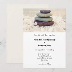 Staplade stenar Meditativ Cairn Bröllop Inbjudningar
