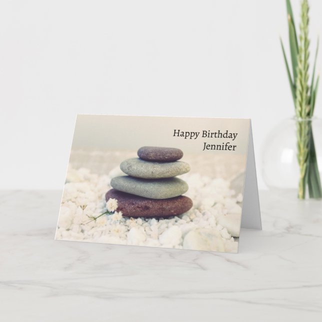Staplade stenar Meditative Cairn Birthday Kort (Framsida)