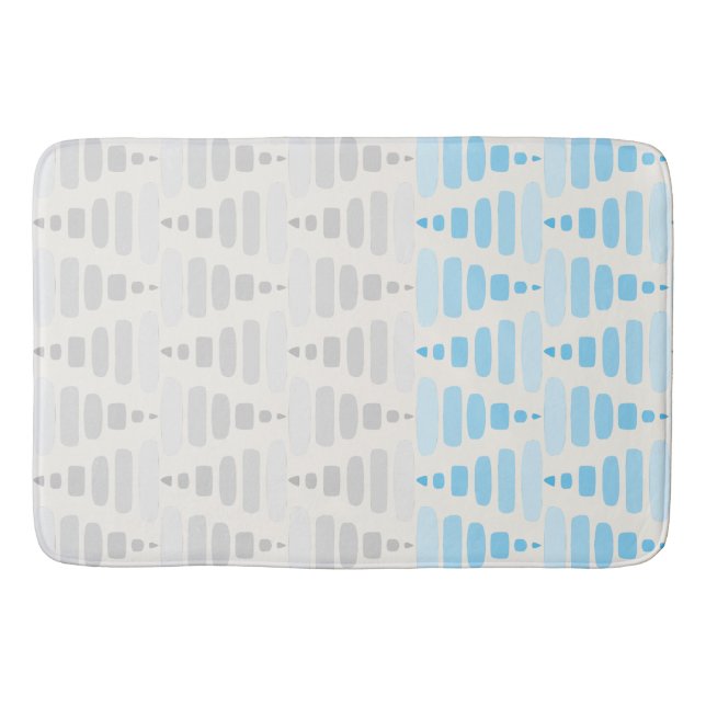 Staplade triangelblock av misty Blue grått kräm Badrumsmatta (Framsidan)