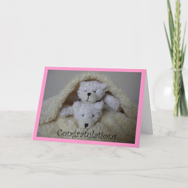 Staplade tvillingbjörnar grattisar kort (Framsida)