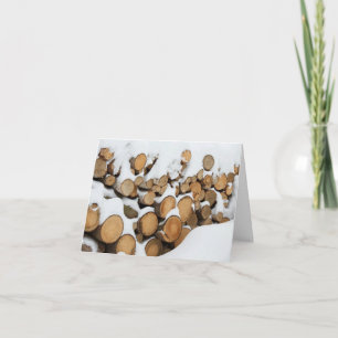 Staplat Firewood i Snö Helgkort
