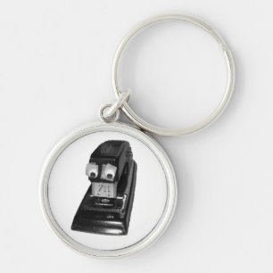 Stapler med Googly Ögon Rund Silverfärgad Nyckelring