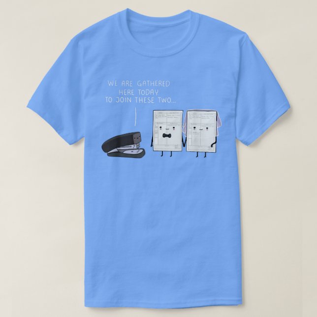 Stapler Slår Groom Bride Ring Giftermål Funny Pape T Shirt (Design framsida)