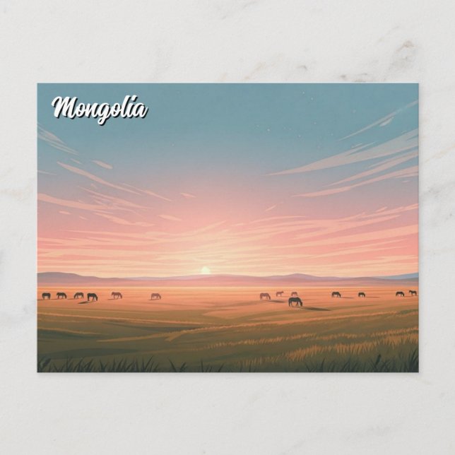 Stäpp Mongoliet Jurta Resa Vykort (Framsida)