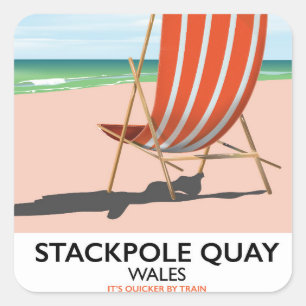 Stappole Quay Wales-reseaffisch Fyrkantigt Klistermärke