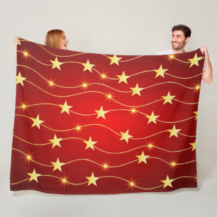Star Adorned Ruby Red Mönster Fleecefilt