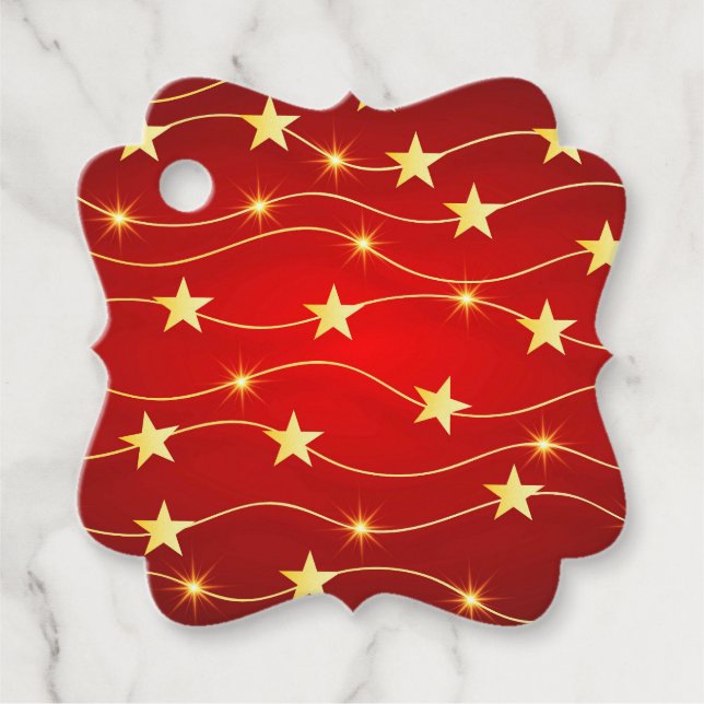 Star Adorned Ruby Red Mönster Gåvor Etiketter (Framsida)