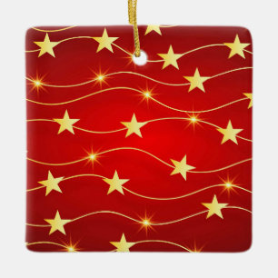 Star Adorned Ruby Red Mönster Julgransprydnad Keramik