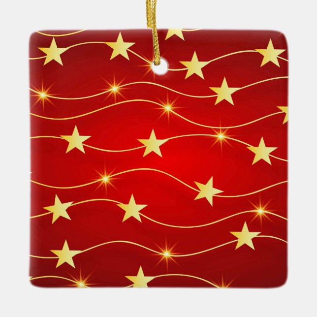 Star Adorned Ruby Red Mönster Julgransprydnad Keramik (Framsida)