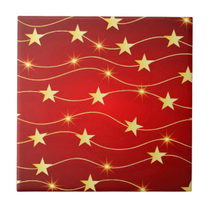 Star Adorned Ruby Red Mönster Kakelplatta
