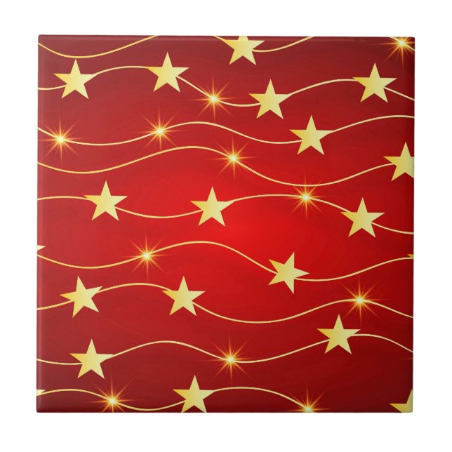 Star Adorned Ruby Red Mönster Kakelplatta (Framsidan)