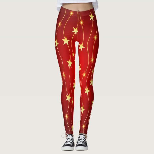 Star Adorned Ruby Red Mönster Leggings (Framsida)