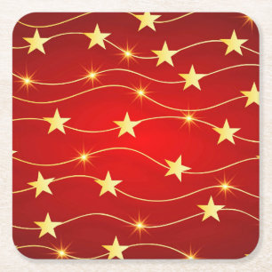 Star Adorned Ruby Red Mönster Underlägg Papper Kvadrat