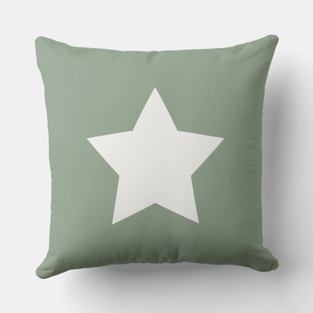 Star and initials Modern sage green and white Kudde (Baksida)