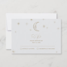 Star and Moon Celestial Wedding RSVP Card OSA Kort