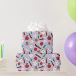 Star Anise, Cinnamon, Apple, Flowers Seamless Fall Presentpapper