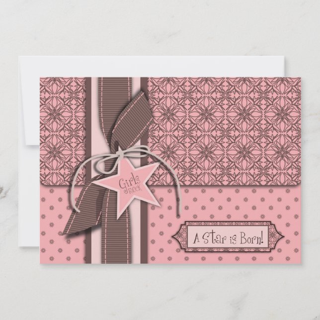 Star är Born Girl Baby Shower-inbjudan Inbjudningar (Framsida)