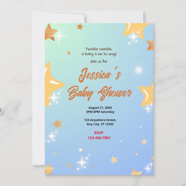 Star Baby Shower Inbjudningar (Framsida)