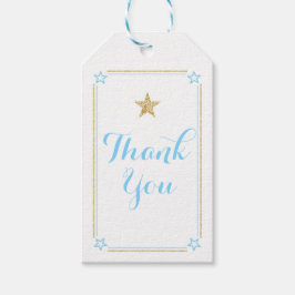 Star Blue Guld Glitter Tack Presentetikett