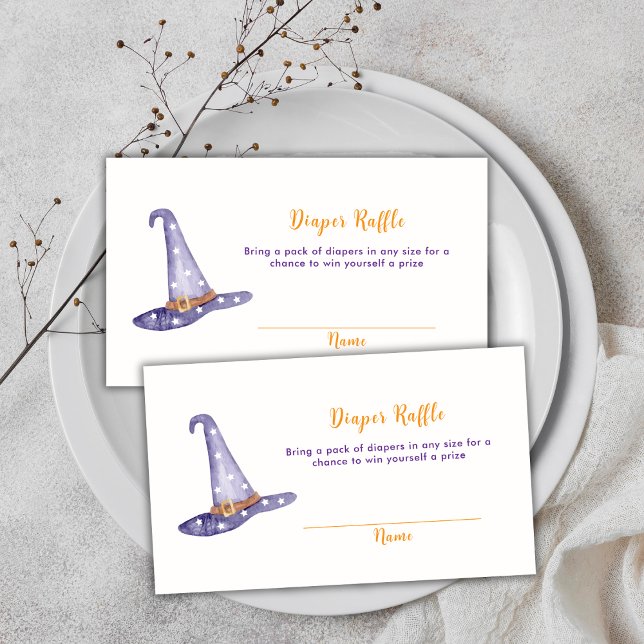 Star Boo Witch Hat Diaper Raffle Baby Shower Tilläggskort (Star Boo Witch Hat Diaper Raffle Baby Shower Enclosure Card)