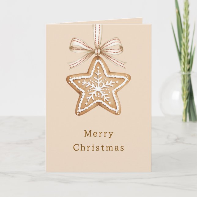 Star Bows Cream Christmas Kort (Framsida)