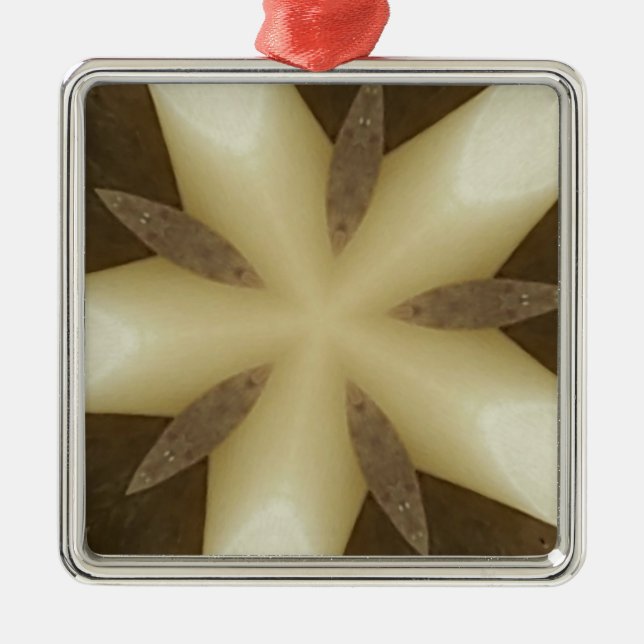 Star Brown White Rustic Design Färg Julgransprydnad Metall (Framsidan)