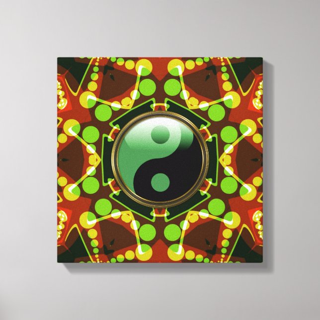 Star Bubbles New Age Yin Yang Wrapped Canvas (Framsida)