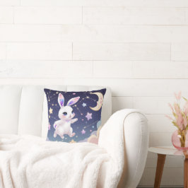 Star Bunny Throw Pillow – Pastel Galaxy Rabbit Kudde