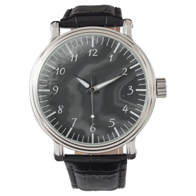 Star Burst Black Agate, Coola Natural Stone Unikt Armbandsur (Framsida)