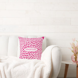 Star Burst Flower Girly Swirly Fuchsia Pillow Kudde
