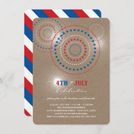 Star Bursts Fireworks Fjärde juli Party Inbjudan