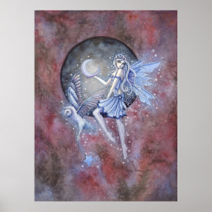 Star Collector Fairy and Uggla Fantasy Art Poster