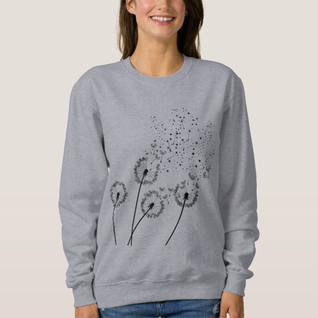 Star Dandelion Black Sweatshirt T Shirt (Framsida)