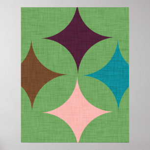 Star Diamond Mid Century Mönster Poster
