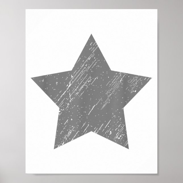 Star Distress Grått Vintage Star Poster (Framsidan)