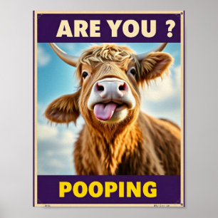 Står du på Toaletten? Rolig Highland Ko, Ko Konst Poster