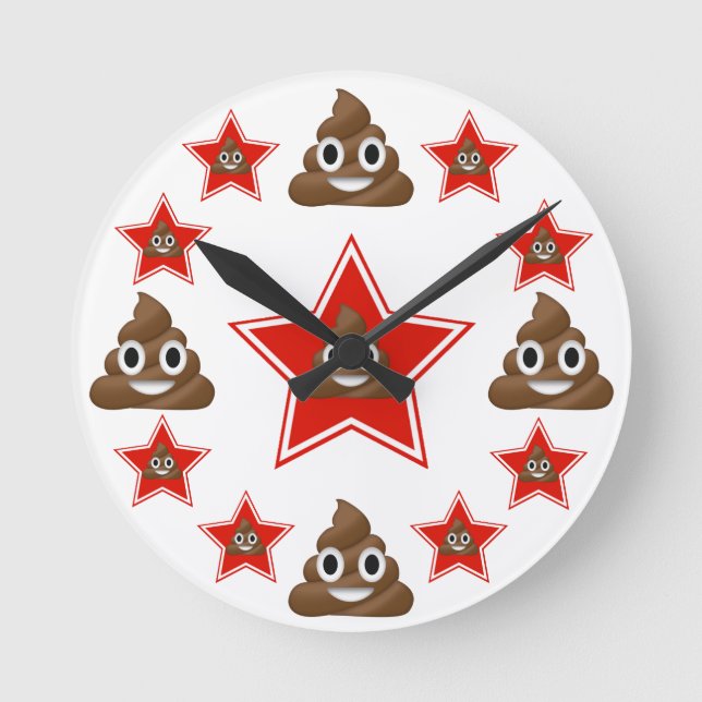 Star Emoji Poo Rund Klocka (Framsida)