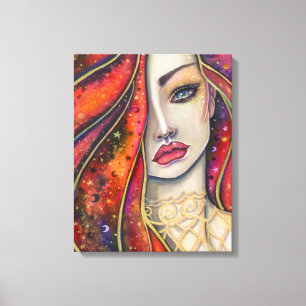 Star Fire Fantasy Kvinna av Molly Harrison Canvastryck