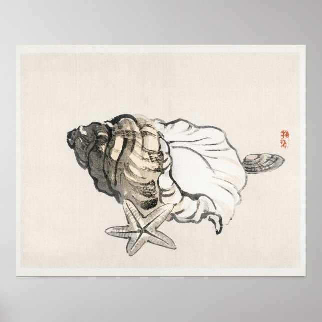 Star-fisk och Conchby Kōno Bairei (1844-1895) Poster (Framsidan)