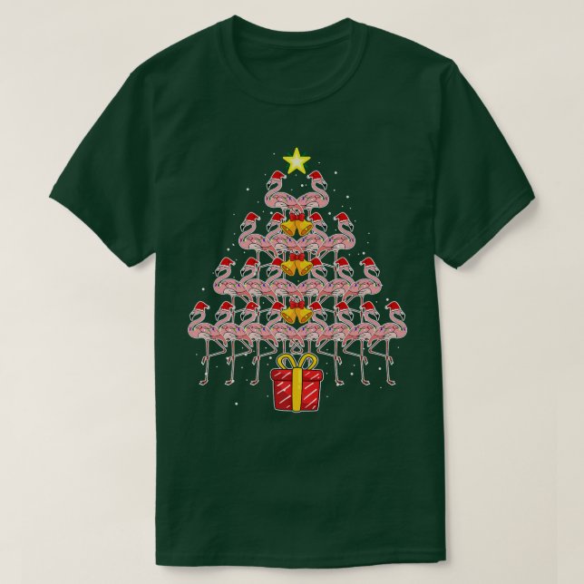 Star Flamingo Julgran Funny Rosa Santa Hat T Shirt (Design framsida)
