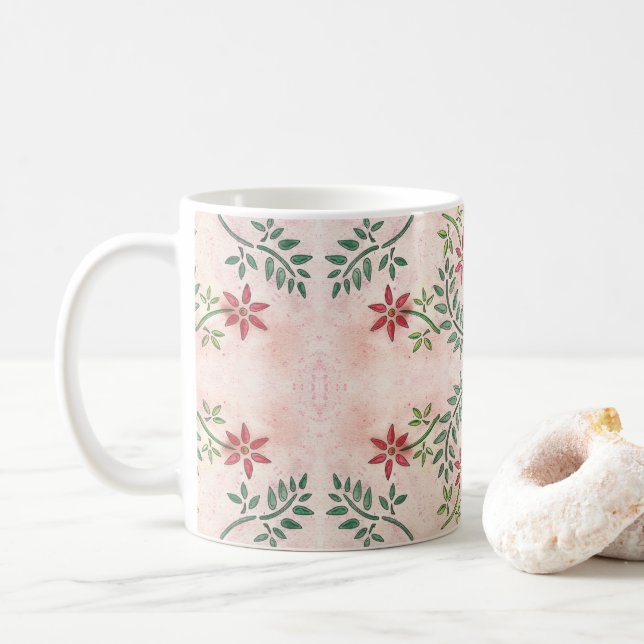 Star Flower Mönster Kaffemugg (Med munk)